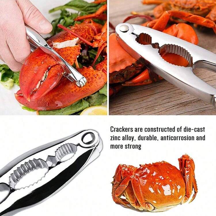 New Seafood Tool Set, Shrimp & Crab Eating Tools, Stainless Steel Crab Needle, Walnut Wood Clip, Zinc Alloy Crab Tongs - View 6