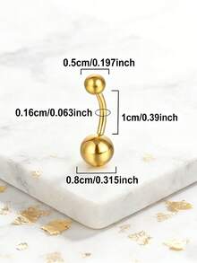 Anillo de ombligo chapado en oro de 18K de acero quirúrgico 316L, joyería de perforación de ombligo minimalista de doble bola, hipoalergénico y resistente a la decoloración - oro - Ver 3