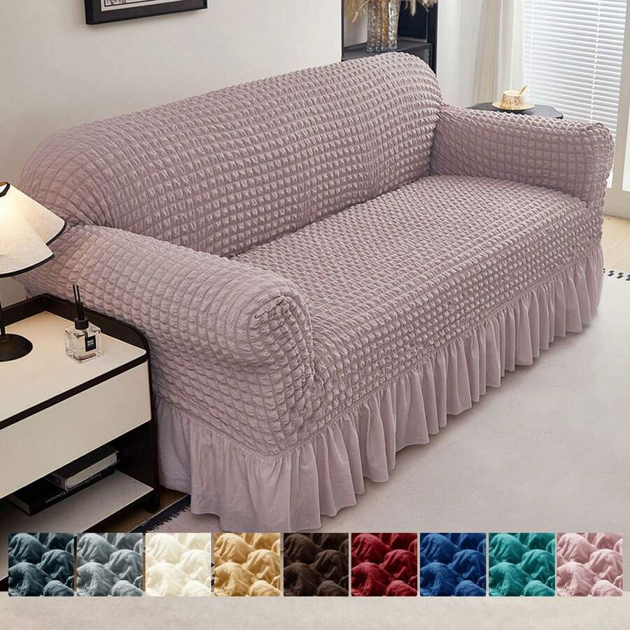 1 Piece Sofa Cover Elastic Living Room Sofa Cover Pet Anti-Dirty Universal Sofa Protector Home Decoration Sofa Cushion Cover - Hồng - Xem 1