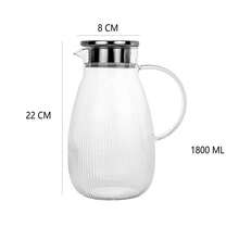 High Borosilicate Glass Cold Water Pitcher, Large Capacity Household Juice Pitcher With Lid, High Temperature Resistant Striped Water Pitcher, 1800ML/2200ML/1650ML/1300ML, Kitchen Transparent Water Pitcher With Stainless Steel Lid. - Classic Striped Large Size (1800ml) - View 4