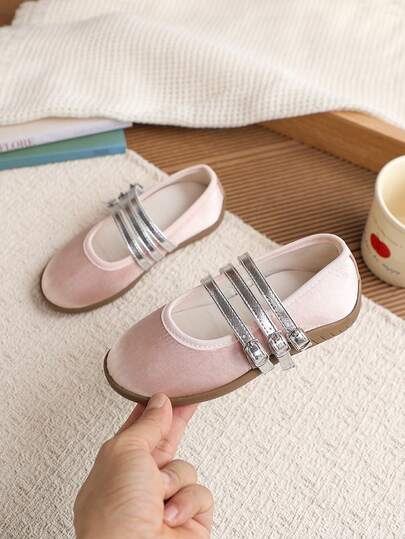 1 Pair Girls' Fashion Versatile Ballet Style Flat Shoes, Suitable For Spring, Summer, Autumn