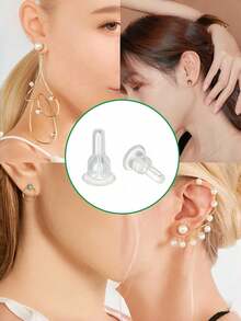 20pcs Hypoallergenic Silicone Earring Backs - Clear, Soft Full Coverage Stoppers For Studs & Hook Earrings - Multicolor - View 12