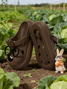 1 Pair Fashionable Cartoon Women EVA Thick Sole Anti-Slip Cute Casual Flat Sandals, Suitable For Spring And Summer - Coffee Brown - View 3