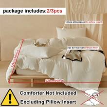 Bộ 2/3 món ga trải giường kẻ sọc jacquard màu trắng ngà, bộ đồ giường bằng polyester kiểu dáng đơn giản, thời trang, mềm mại, thoáng khí, có thể giặt máy, phù hợp cho phòng ngủ, phòng khách, ký túc xá, cỡ Queen, King (1 ga trải giường + 1/2 vỏ gối, không kèm ruột chăn) - Màu be - Xem 5