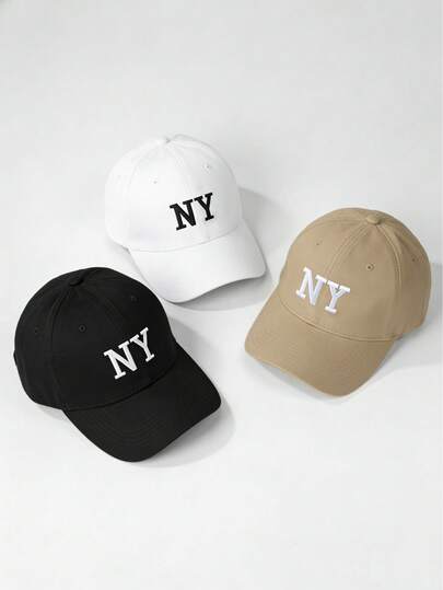 3pcs/ 2pcs/1pc NY Embroidered Baseball Cap, Outdoor Sunscreen Casual Hat, Ladies Sun Hats For Women Men Trucker Hat Beach Womens Mens Fishing White Pink Female Male Party Funny Golf Country Birthday Vintage Dress Hat, Spring/Autumn, For Travel, Beach, Vacation Couple Gifts