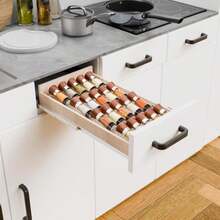 Yieach 4 Pack Adjustable Narrow Spice Rack For Drawer - Expandable From 9" To 17.7" - Acrylic Drawer Seasoning Organizer,Tiered Clear Spice Tray For Spices,Condiment,Nail Polish And Jar Organization - Màu A - Xem 8