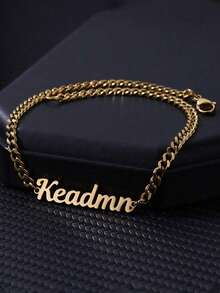 Tobillera personalizada con nombre para mujer, cadena cubana gruesa de acero inoxidable, tobillera personalizada, joyería para pies de playa - Multicolor - Ver 7