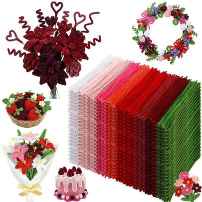 1000 piezas Limpiapipas a granel de 10 colores, suministros de manualidades de limpiapipas, tallos de chenilla para proyectos DIY, suministros de decoración y manualidades
