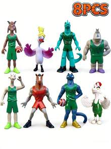 8PCS Goat Movie Merchandise Basketball Figurines, Collectible Cartoon Animal Action Figures Toy Set For Fans Kids - 彩色 - 查看 10