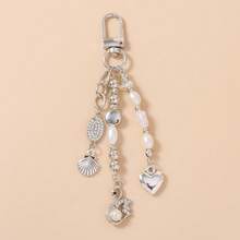 1个女士可爱水晶天鹅美人鱼心形珍珠贝壳海星钥匙扣包挂饰 - 彩色 - 查看 10