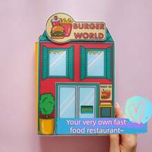 DIY Quiet Book Kit, Children's Pressure Relief & Educational Playset, Includes Stickers For Fast Food Shop Theme, Requires Hands-On Cutting & Assembly - Multicolor - View 1