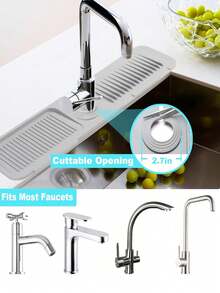 1 tấm lót thoát nước bằng silicon, tấm chắn nước bắn cho bồn rửa nhà bếp/phòng tắm, thảm chống trượt/tấm phủ bếp, giá đỡ điện thoại - Màu xám đen - Xem 7