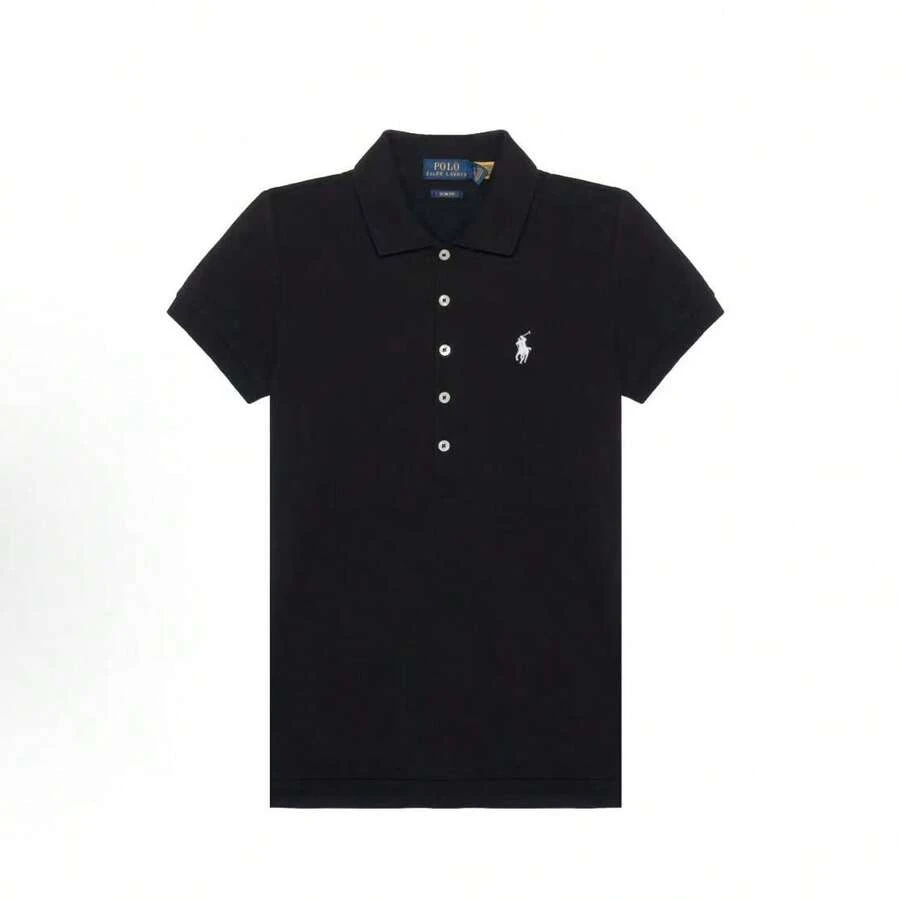 Polo Ralph Lauren Five-Button Embroidered Polo Shirt | Women's Classic Fit Short-Sleeve Top, Collared Casual Tee - màu đen - Xem 1