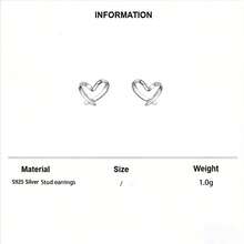 1对S925纯银优雅心形耳环，奢华珠宝，送给她的礼物 - 銀色 - 查看 5