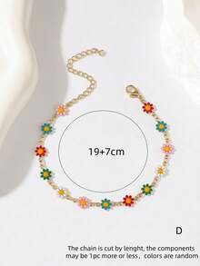 1pc Handmade Beaded Daisy Anklet, Refreshing Summer Beach Party Accessory For Women - Multicolor - View 9
