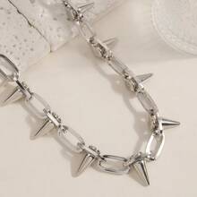 1 Piece Of Vintage, Unique, Exaggerated Style Punk Hip-Hop Studded Necklace, Suitable For Parties, Gatherings, And Everyday Wear - màu đen - Xem 6