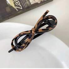 Leather Bow Twist Hair Clip, Women's Back Of Bun One-Word Clip, High-End Accessory - 隨機顏色-2 - 查看 4