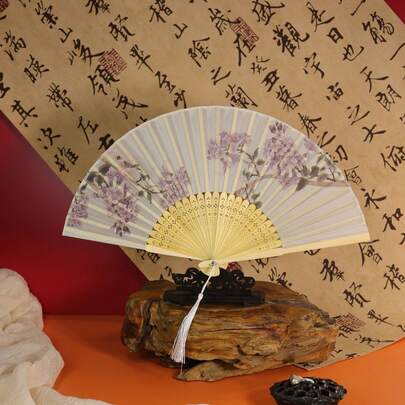 1pc New Chinese Style Suzhou Retro Fan, Folding Fan, Summer Chinese Style Hanfu Portable Folding Fan, Suitable For Women