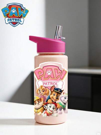 Paw Patrol 1pc 17oz/500ml Cute Pattern Water Bottle With Straw, Leak-Proof, Shockproof, Durable For Outdoor Sports, Travel, Picnic, Hiking, Running, Camping, Home, Office, School, Suitable As Birthday, Christmas, Halloween, Valentine's Day, Thanksgiving, Graduation Gift For Her, Him, Classmates, Family, Friends