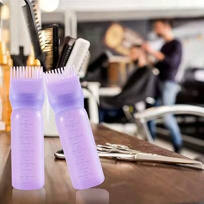 1pc Root Comb Dispenser Bottle, Hair Oil Applicator, Shampoo Brush With Silicone Scalp Massager, Hair Oil Dispenser Bottle, Shampoh With Pointed Teeth, Salon And Home Use Hair Dye Bottle Comb, Regular Hair Styling Comb, Plastic Bristle Material, Holds Oil And Liquids, Forr Dyeing And Styling, Plastic Hair Dye Brush Bottle