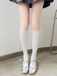 1双女士过膝袜，春夏加厚条纹显瘦袜，适合搭配裙子，百搭造型 - 彩色 - 查看 10