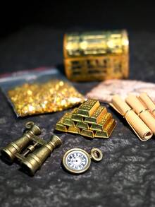 微型海盗藏宝图场景装饰品，仿金材质，娃娃屋配件，模型屋装饰，摄影道具，微缩景观摆件，小礼物，赠品，家居装饰 - 彩色 - 查看 8