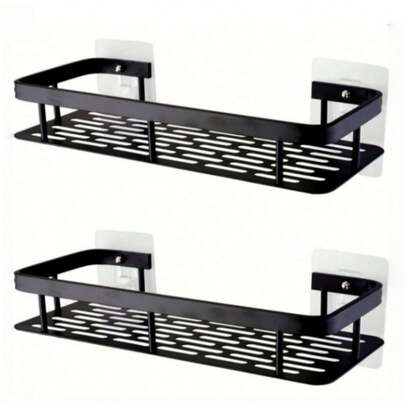 [Space Saving | No Drill] Large Capacity Wall Mounted Shower Caddy | No Drill Installation, Space Saving, Easy To Install | Bathroom And Kitchen Floating Storage Shelf For Storing Toiletries, Cosmetics And Miscellaneous Items