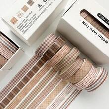 8 Roll Vintage Floral Washi Tape Set, Decorative Masking Tape For DIY Crafts, Scrapbook & Junk Journal Supplies - 棋盤格圖案 - 查看 1