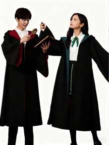 一件巫师斗篷 | 男女通用带帽斗篷，适合角色扮演和学校活动 | 正宗巫师/女巫长袍 | 高端奇幻服装，带可调节帽子 | 中性魔法斗篷 | 成人巫师带帽斗篷套装 | 动漫角色扮演服装 - 彩色 - 查看 1