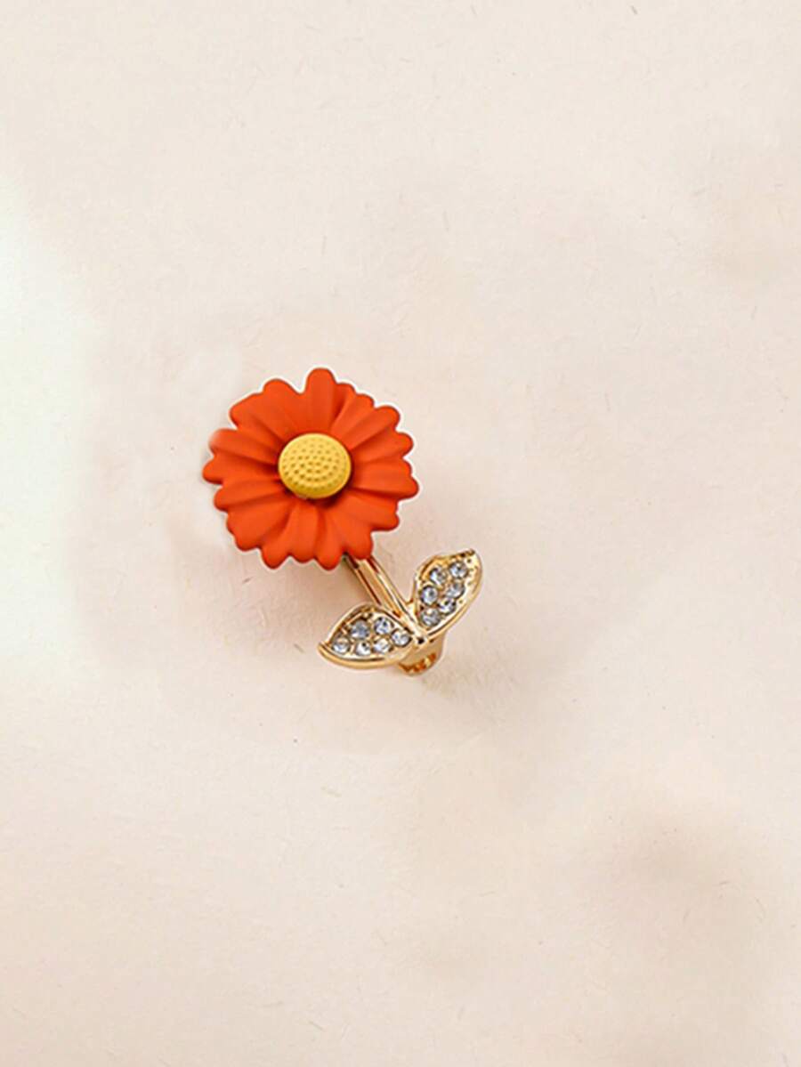 Sonnenblumen-Brosche, elegantes Accessoire für Blazer, Pullover - Hellrosa - Übersicht 1