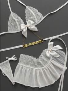 Set With Pre-Written Lettering. Your Gift Includes A Skirt With A Chain Detail. - trắng - Xem 1
