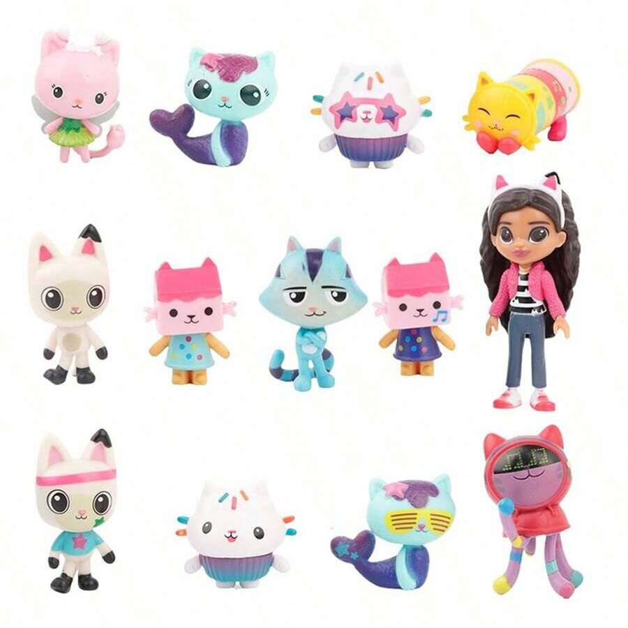 1 Set/13pcs Gabby's Dollhouse Action Figure Cute Doll Collection Model Toys,Perfect Holiday Gift, Easter Gift, Gift For Fans And Friends - Multicolor - View 1