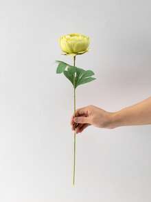 MEHELANY 5支20.1英寸绿色仿真牡丹花，塑料花茎，复古牡丹仿真花，丝绸花束，适用于房间装饰、花瓶、DIY婚礼、派对中心摆件、母亲节、情人节、生日礼物、人造花卉装饰、春夏户外派对用品 - 綠色 - 查看 3