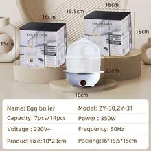 1pc Egg Cooker Layered, Auto Shut-Off Steamer, Mini Multi-Function Egg Boiler, 7 Eggs Single Layer/14 Eggs Double Layer, Small Breakfast Maker, Rice Cooker, Suitable For Dorm, Home, Office, Efficient & Time-Saving - Multicolor - View 6
