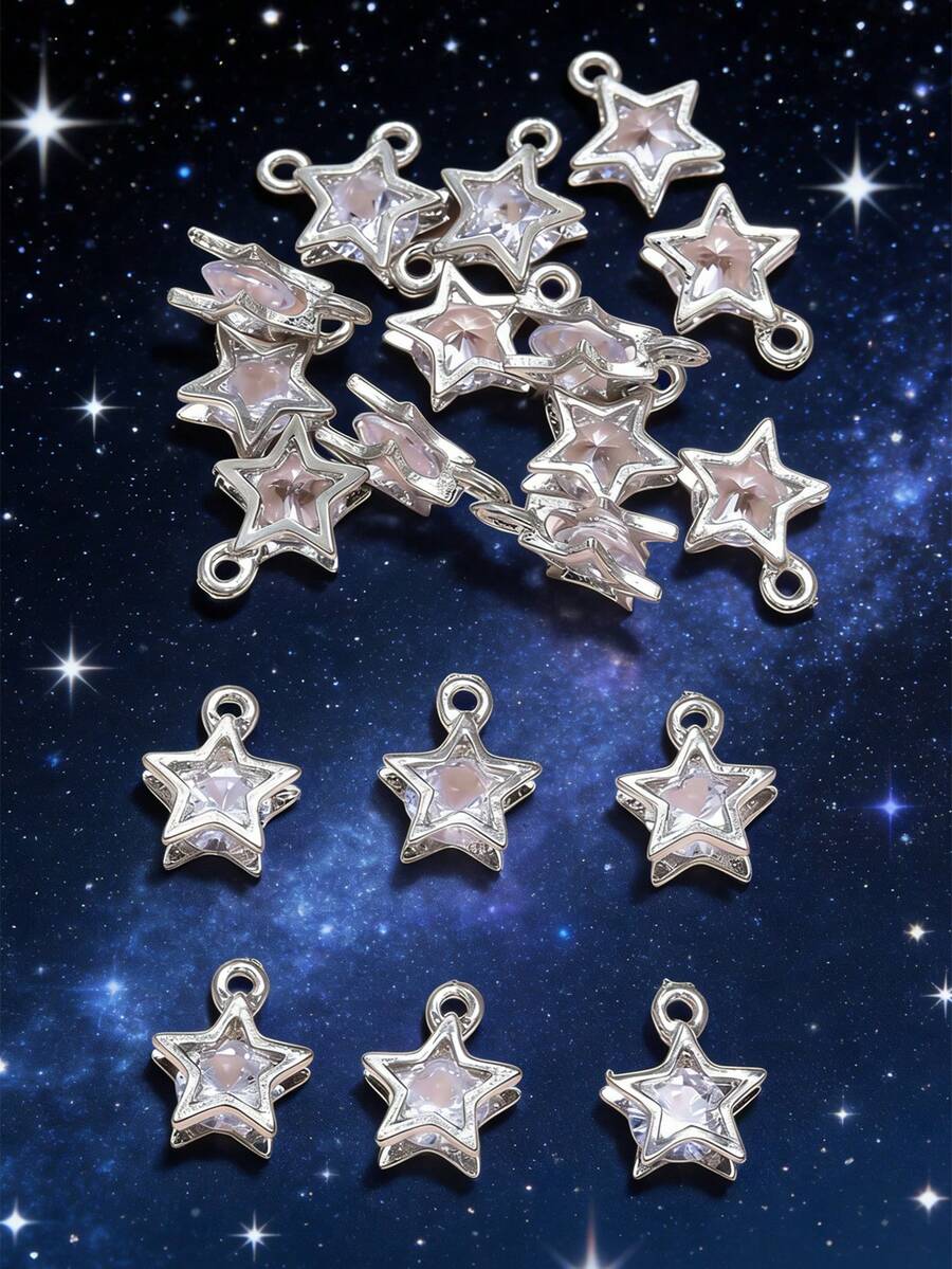 20pcs Zirconia Pendant Findings - Silver - View 1