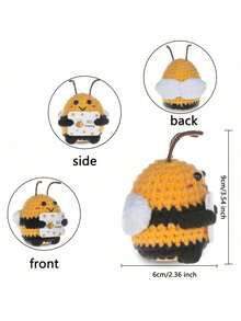 1件迷你蜜蜂钩针动物返校生日礼物，送给女性、女儿、朋友、年轻女孩的手工钩针蜜蜂圣诞礼物。 - 彩色 - 查看 6