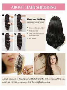 Tóc giả xoăn bồng bềnh màu tím nhạt ombre dài 20 inch, thời trang hàng ngày, dự tiệc, Halloween, cosplay, phong cách đường phố tự nhiên dành cho nữ. - màu đen - Xem 11