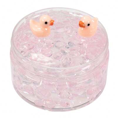 Juego de slime transparente terminado con cristales iridiscentes, bolas y un dije de pato amarillo - Slime cristalino con excelente elasticidad anti-presión y sin pegajosidad, juguete antiestrés DIY ideal como regalo de Pascua o favor de fiesta para niños y adolescentes