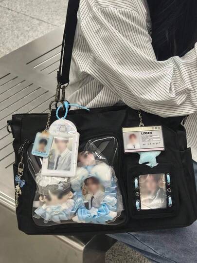 Japanese Style Casual Large Capacity Transparent Doll Backpack, Suitable For Shopping, Commuting, Party, Comic Con, Gift, Shoulder & Crossbody Bag For Women