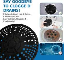 ZOOY Shower Drain Hair Catcher, 2 Pack 5.5 Inch Silicone Large Drain Cover, Bathroom Hair Drain Catcher, Flat Anti-Clog Hair Trap For Shower, Bathtub, Tub &Amp; Sink Hair Strainer(Black) - ColorA - View 4