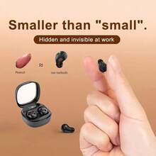 超迷你无线耳机，音乐和游戏必备，带麦克风，无线充电盒，男女通用 - 查看 2