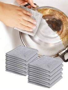 6/12 piezas Paños mágicos de limpieza, Almohadillas de estropajo de malla metálica, Paños de limpieza de alambre metálico, Trapos de lavado de platos de alambre metálico, Trapos de limpieza de platos de alambre metálico de uso múltiple, Trapos de alambre de acero con doble cara reforzados, Paños de limpieza de platos, ollas y utensilios de cocina, Toallas de limpieza de cocina, Fácil de enjuagar, Reutilizables, Herramientas de limpieza de toallas, Cocina, Fregadero, Ollas, Vajilla y Utensilios de lavado y limpieza, Encimera, Estufa, Trapos lavables, Suministros de cocina, Herramientas de limpieza de cocina, Artículos de cocina. - Multicolor - Ver 1