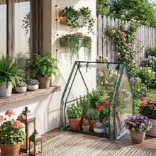 SYMCAVE Mini Greenhouse With PVC Cover, Indoor Outdoor Plant Gardening Green House For Garden Backyard, 36*36*42in, White - A - 查看 2