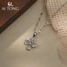 1 chiếc vòng cổ tinh tế đính đá Zirconia lấp lánh, may mắn và lãng mạn, phù hợp để đeo trong các bữa tiệc dành cho nữ. - Bạc - Xem 7