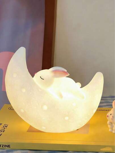 可爱卡通兔子夜灯，卧室床头灯，装饰小台灯，营造宿舍氛围的发光灯