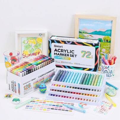 Acrylic Marker Pen Set, Soft Nylon Brush Tips, Line Width 0.7-5mm For Outlining And Coloring, Rich Colors, More Creative, Strong Pigmentation, Smudge-Resistant, High Coverage Suitable For DIY And Art Creation