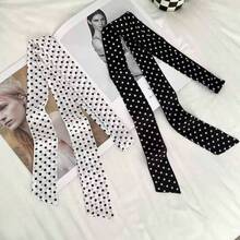 Korean Long Black And White Polka Dot Silk Scarf, Spring And Summer New Neck Scarf, Decorative Versatile Temperament With Shirt Streamer - Đỏ - Xem 4
