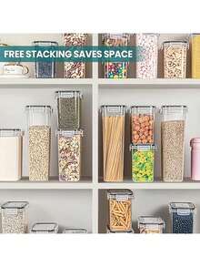 12/15pcs Sealed Food Storage Containers With LIDS, Plastic Kitchen Pantry, Dry Cargo Jars Of Lactose, Grain, Flour, Sugar, Labeled, Labeled, Dishwasher , Household Kitchen Items, Food Storage Jars And Condiment Jars,Vanity,Gifts,Gifts For Women - 黑與白 - 查看 5