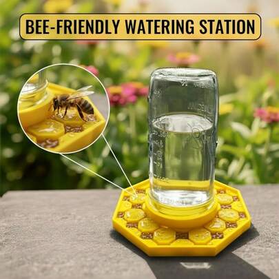 Honeycomb Bee Watering Tool, Suitable For Mason Jars, Bee Feeder For Garden And Patio, Bee And Butterfly Waterer With Resting Place