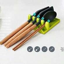 1pc/2pcs Multi-Function Silicone Pot Lid/Spoon Holder, Spoon Rack, Kitchen Utensil Holder, Multipurpose Cutlery Rack, Spoon & Spatula Holder, Pot Lid Rack, Spatula Holder, Kitchen & Dining Supplies - Multicolor - View 7
